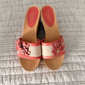 Coach Women's Floral Sandals - Coral and Beige